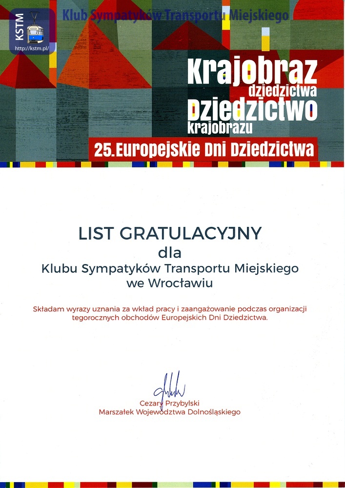 Podziękowania z organizację Europejskich Dni Dziedzictwa